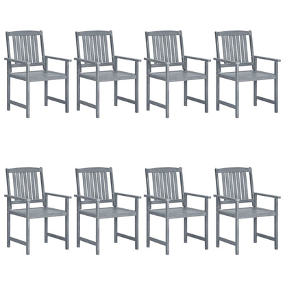 Garden chairs with cushions 8 pcs. Solid wood acacia grey