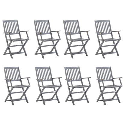 Folding garden chairs 8 pcs with cushions solid wood acacia