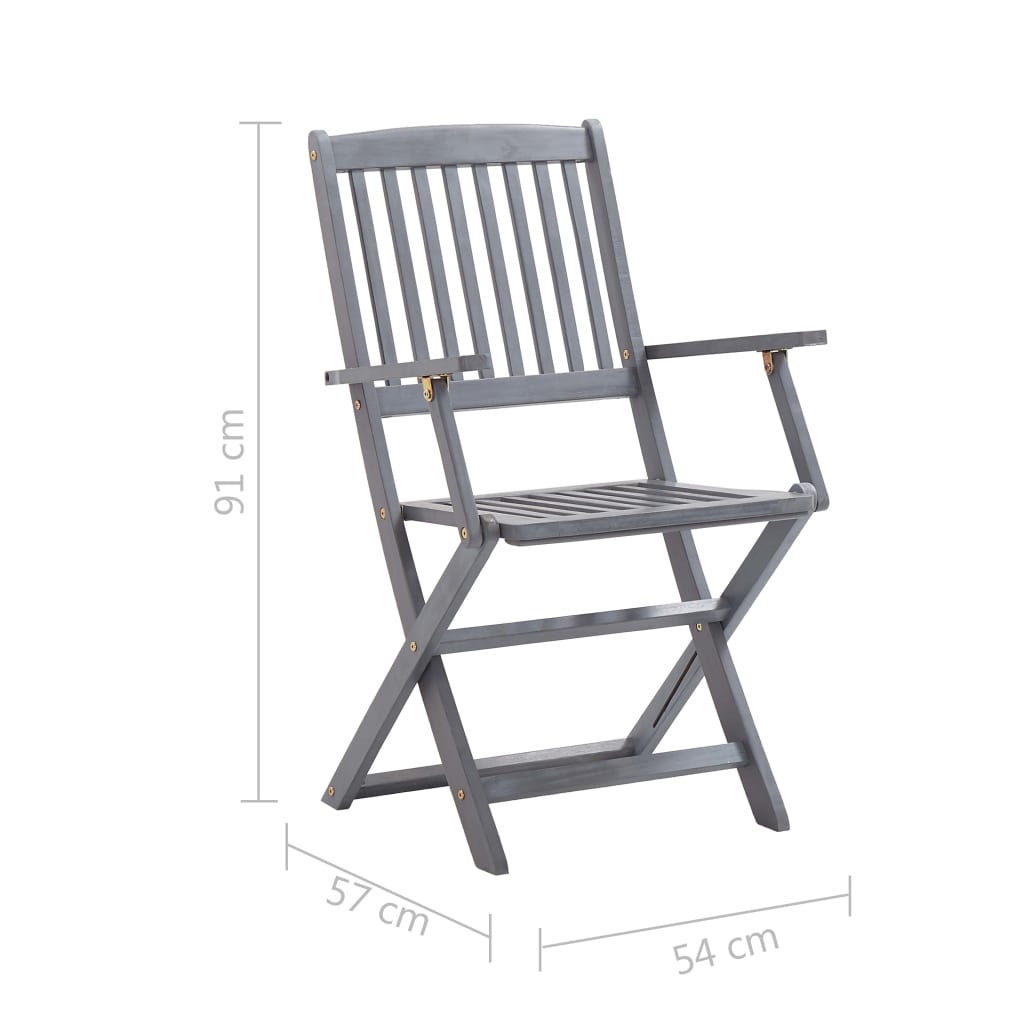 Folding garden chairs 8 pcs with cushions solid wood acacia