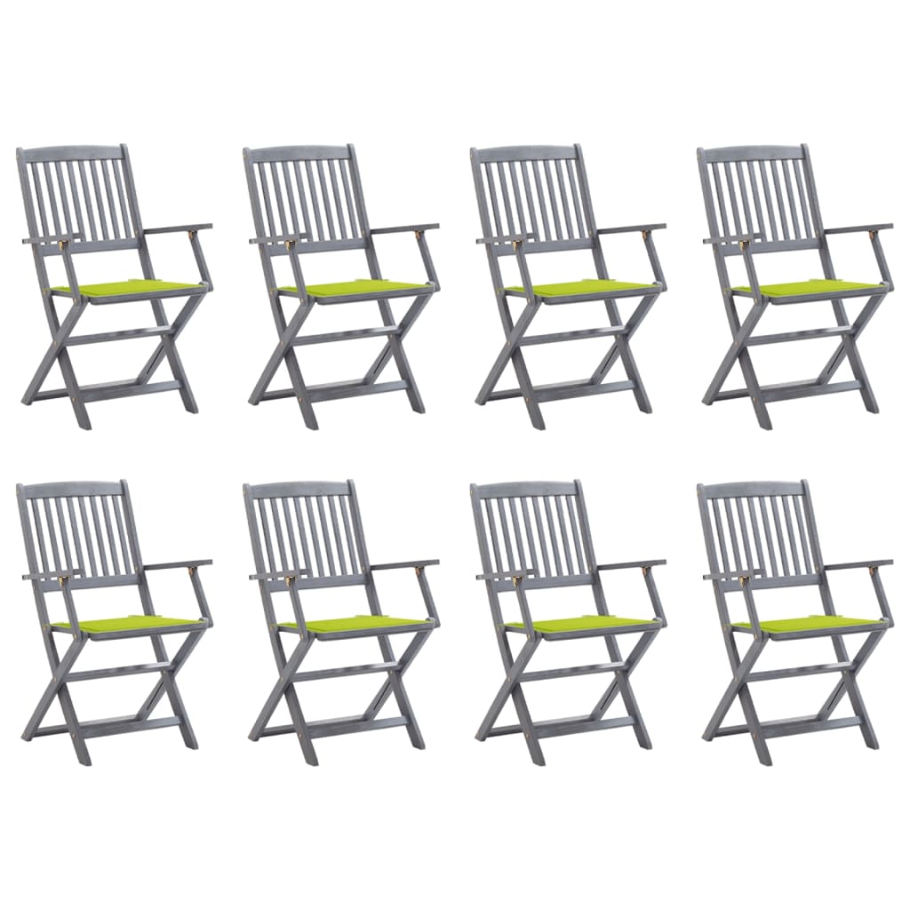 Klappbare Gartenstühle 8 Stk. mit Kissen Massivholz Akazie