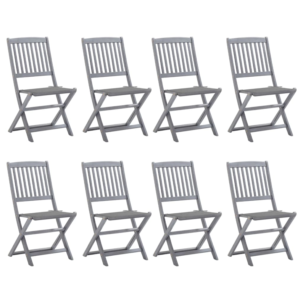 Folding garden chairs 8 pcs with cushions solid wood acacia