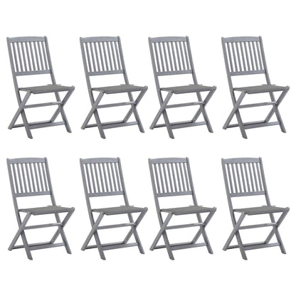 Folding garden chairs 8 pcs with cushions solid wood acacia