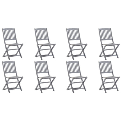 Folding garden chairs 8 pcs with cushions solid wood acacia