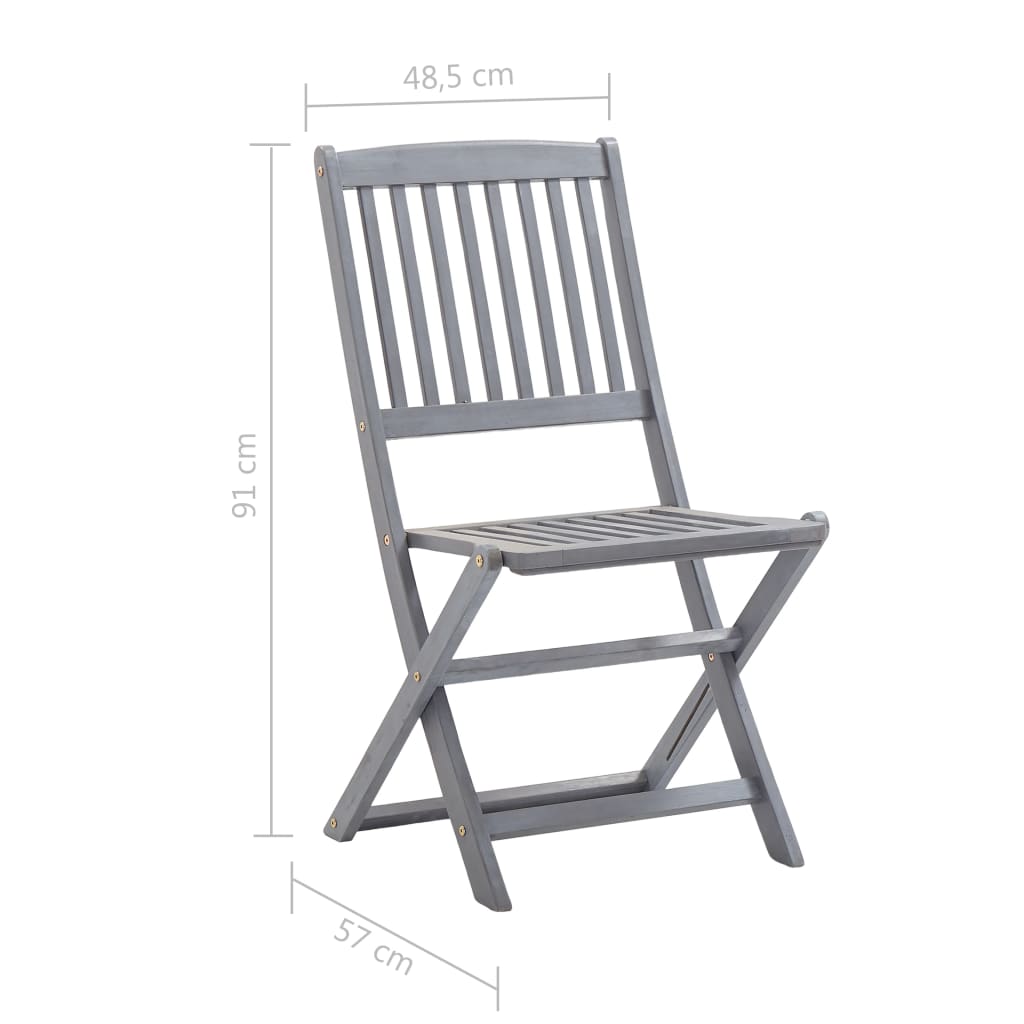 Folding garden chairs 8 pcs with cushions solid wood acacia