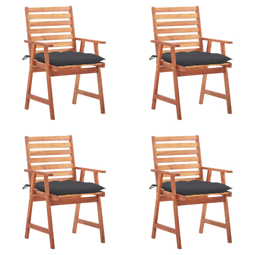 Garden dining chairs 4 pcs with cushions solid wood acacia