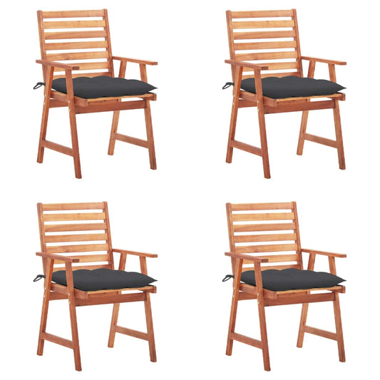 Garden dining chairs 4 pcs with cushions solid wood acacia