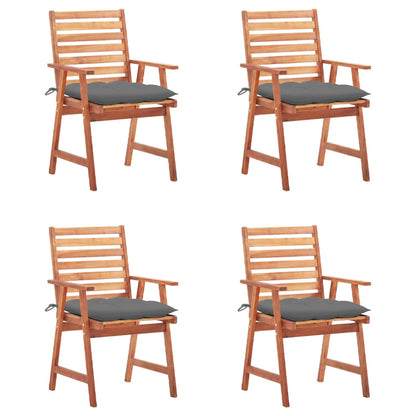 Garden dining chairs 4 pcs with cushions solid wood acacia