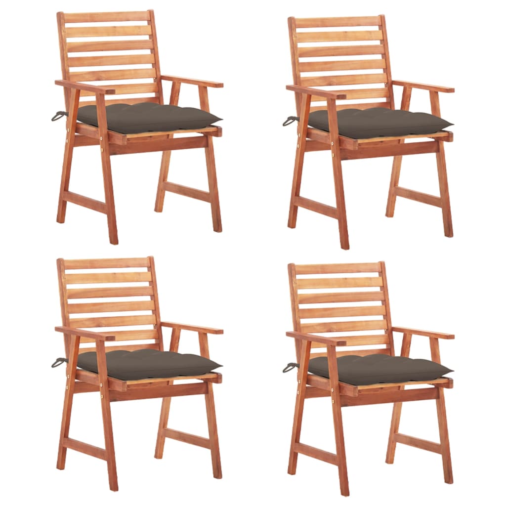 Garden dining chairs 4 pcs with cushions solid wood acacia