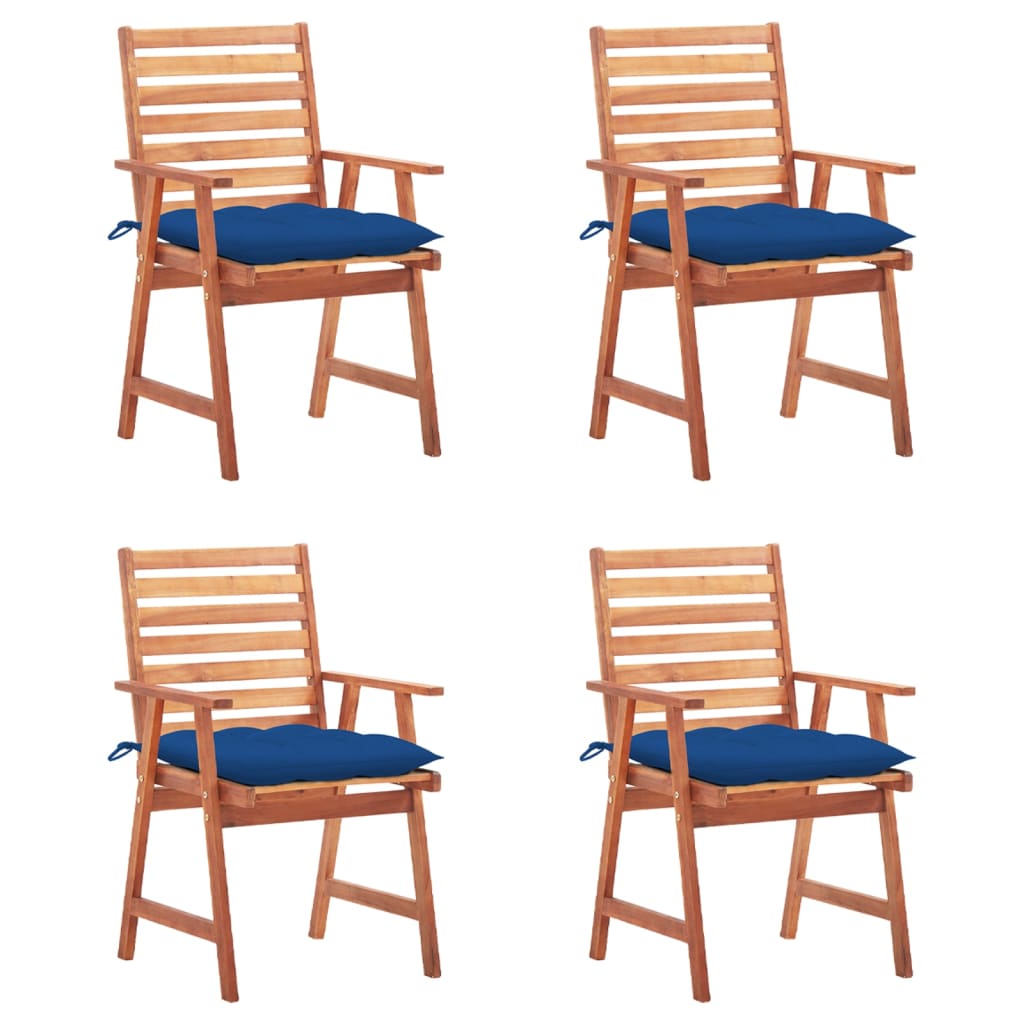 Garden dining chairs 4 pcs with cushions solid wood acacia