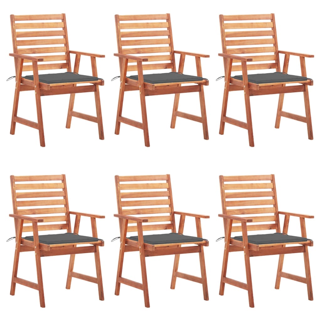 Garden dining chairs 6 pcs with cushions solid wood acacia