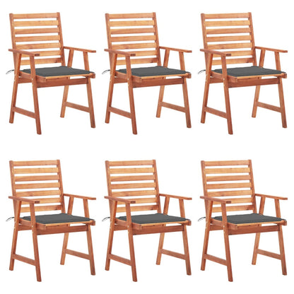 Garden dining chairs 6 pcs with cushions solid wood acacia