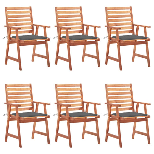 Garden dining chairs 6 pcs with cushions solid wood acacia