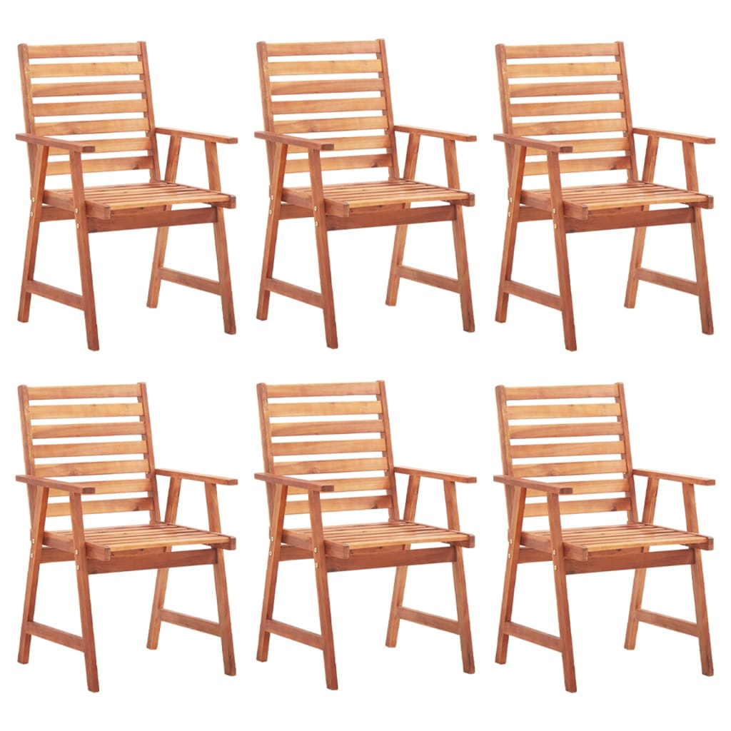 Garden dining chairs 6 pcs with cushions solid wood acacia