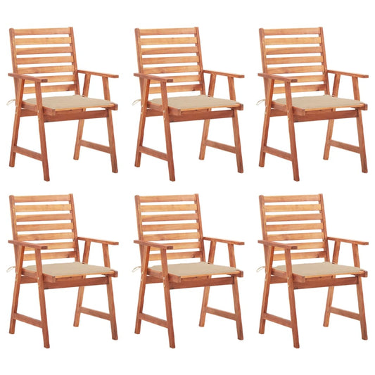 Garden dining chairs 6 pcs with cushions solid wood acacia