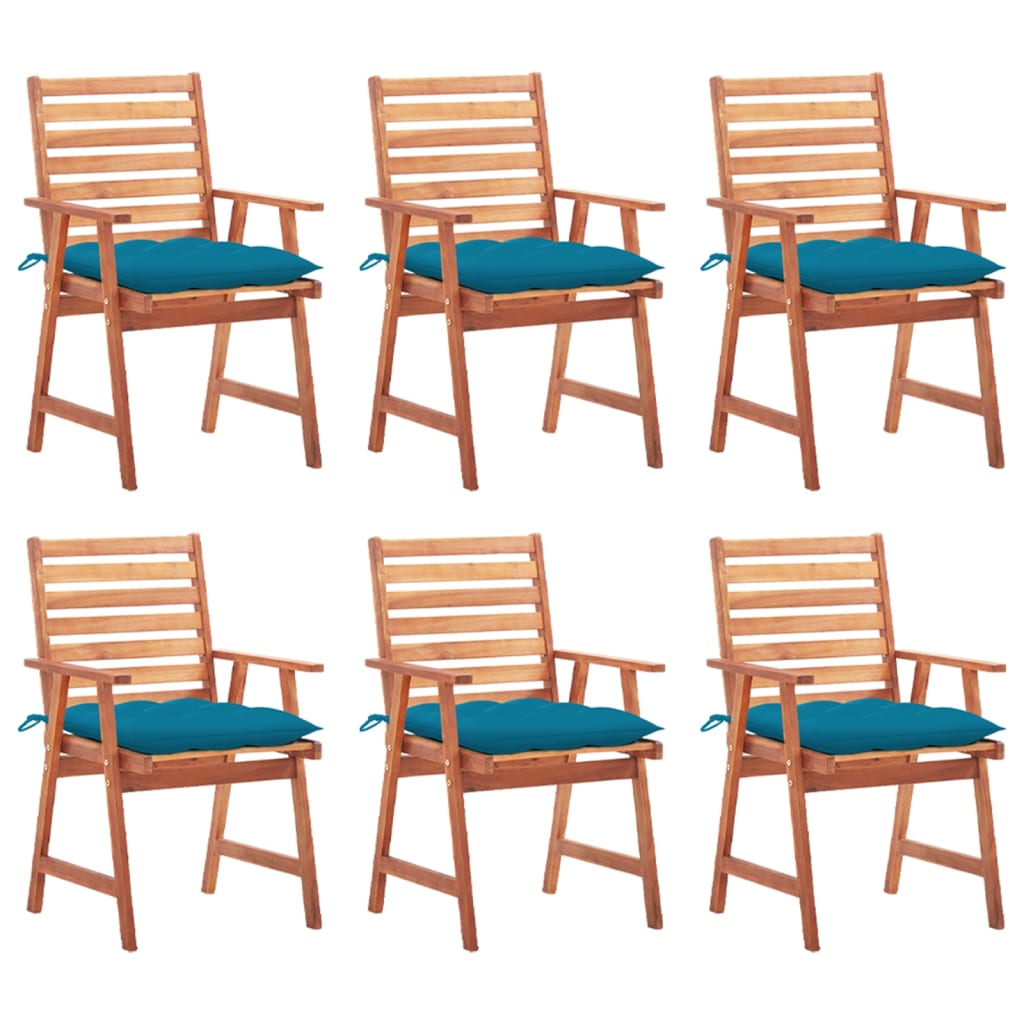 Garden dining chairs 6 pcs with cushions solid wood acacia