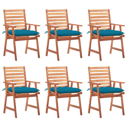 Garden dining chairs 6 pcs with cushions solid wood acacia