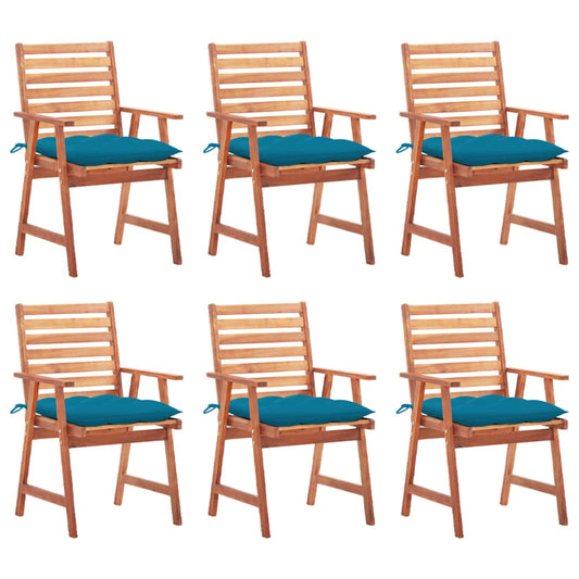 Garden dining chairs 6 pcs with cushions solid wood acacia