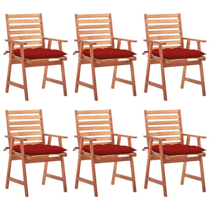 Garden dining chairs 6 pcs with cushions solid wood acacia