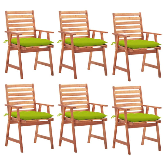 Garden dining chairs 6 pcs with cushions solid wood acacia