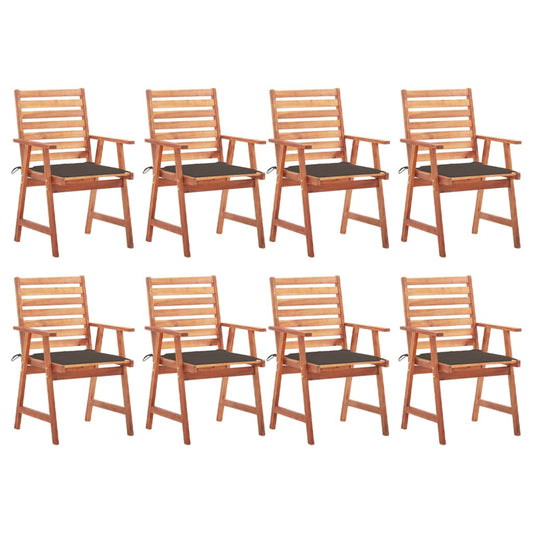 Garden dining chairs 8 pcs with cushions solid wood acacia