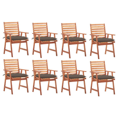 Garden dining chairs 8 pcs with cushions solid wood acacia