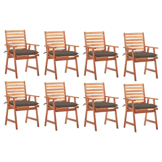 Garden dining chairs 8 pcs with cushions solid wood acacia