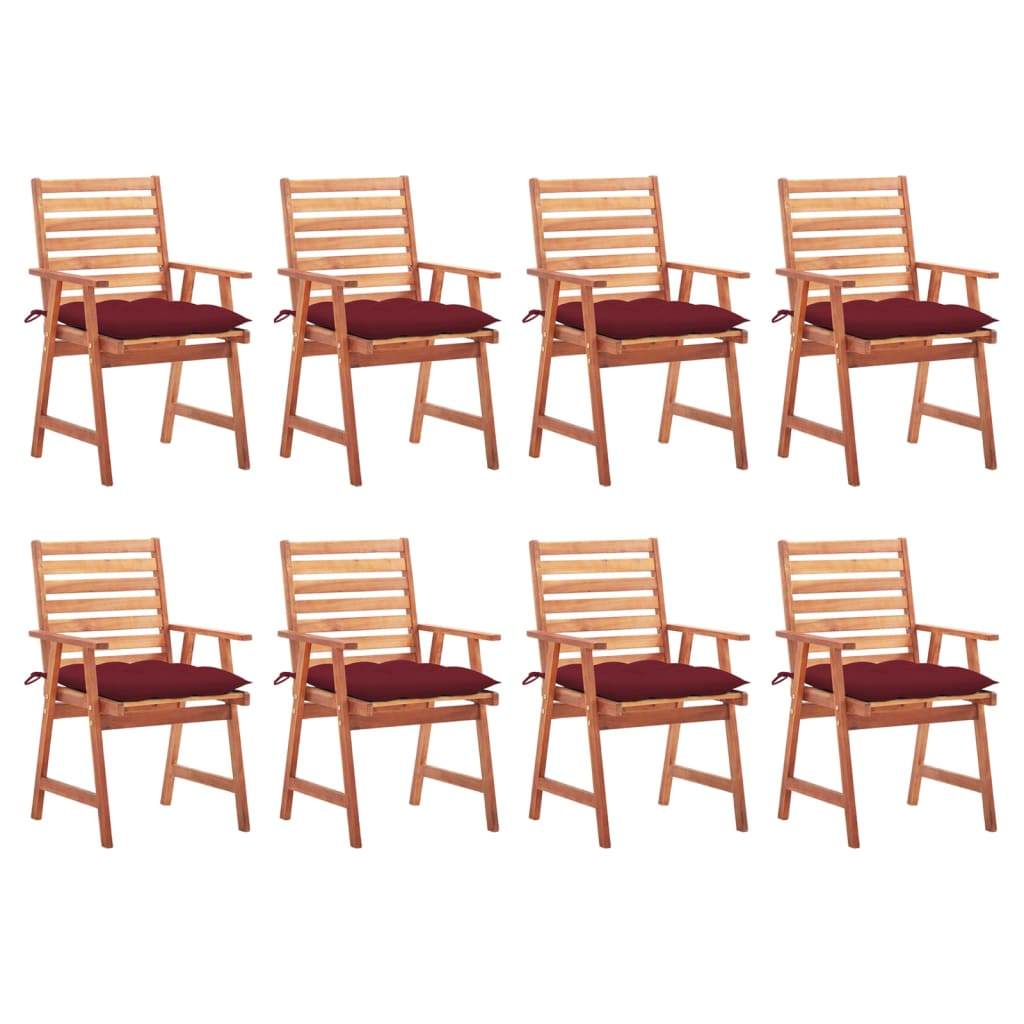 Garden dining chairs 8 pcs with cushions solid wood acacia