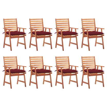 Garden dining chairs 8 pcs with cushions solid wood acacia