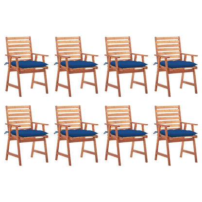 Garden dining chairs 8 pcs with cushions solid wood acacia