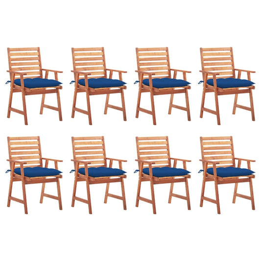 Garden dining chairs 8 pcs with cushions solid wood acacia