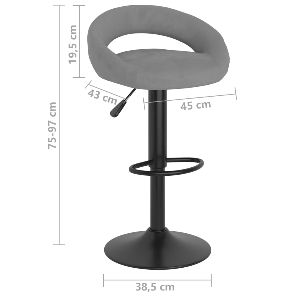 Barhocker 2 Stk. Hellgrau Samt