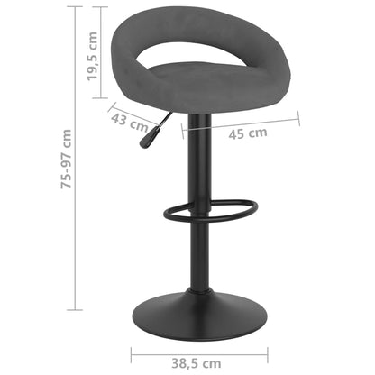 Barhocker 2 Stk. Dunkelgrau Samt