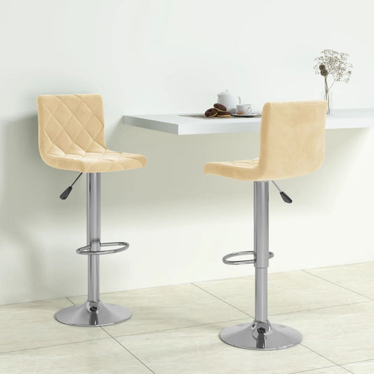 Barhocker 2 Stk. Creme Samt