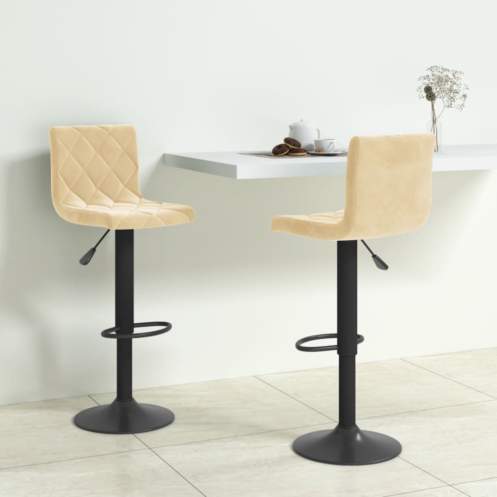 Barhocker 2 Stk. Creme Samt