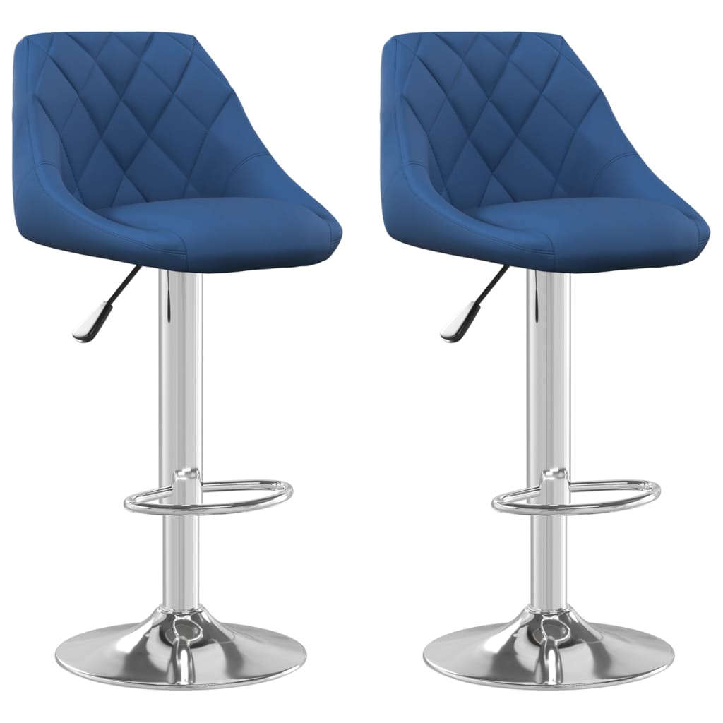 Barhocker 2 Stk. Blau Samt