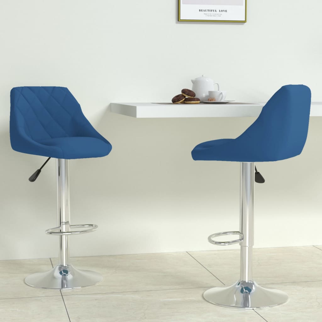 Barhocker 2 Stk. Blau Samt