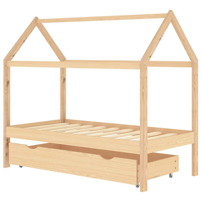 Children's bed with drawer solid pine 80x160 cm