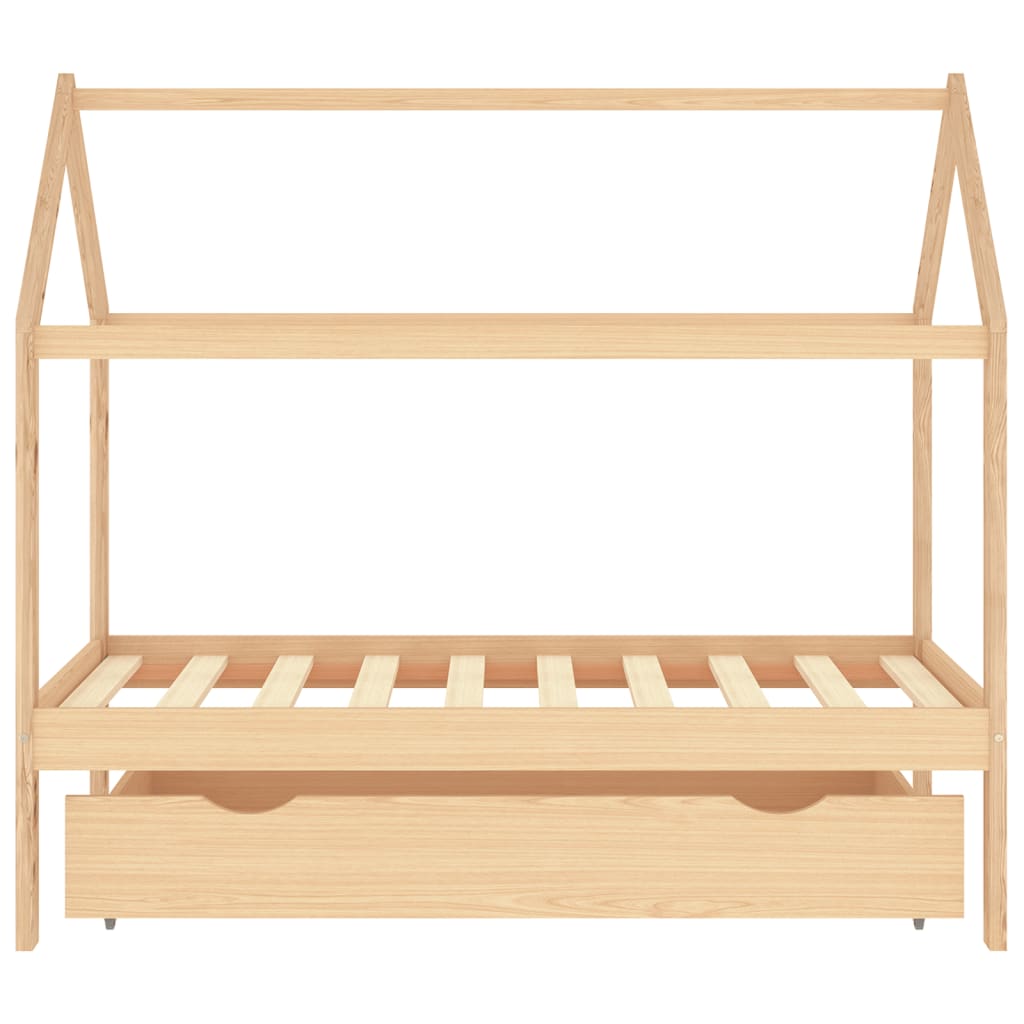 Children's bed with drawer solid pine 80x160 cm