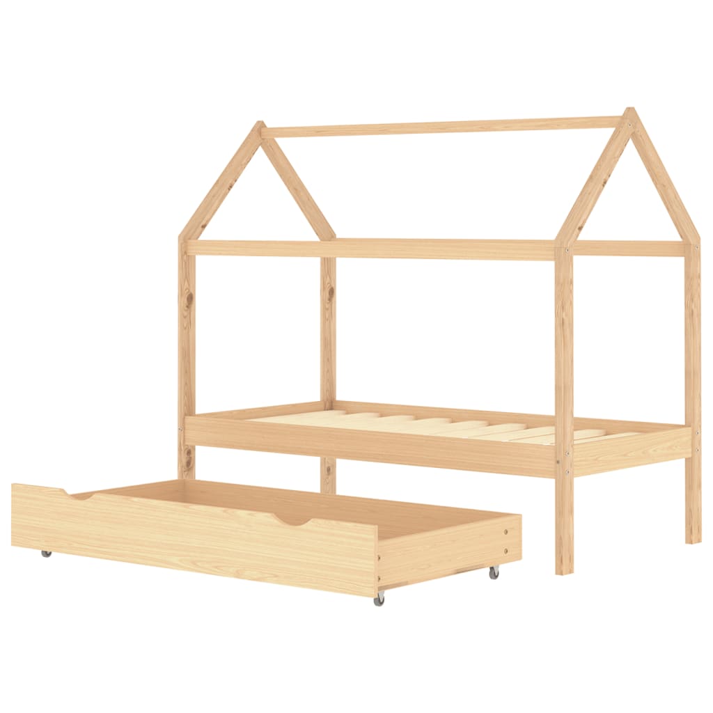 Children's bed with drawer solid pine 80x160 cm