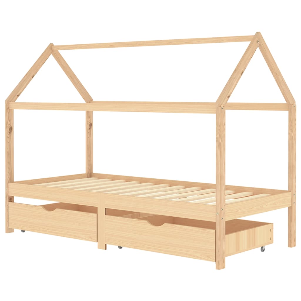 Children's bed with drawers solid pine 90x200 cm