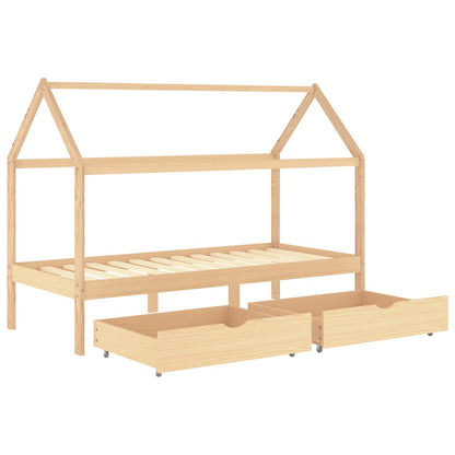 Children's bed with drawers solid pine 90x200 cm