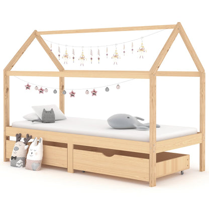 Children's bed with drawers solid pine 90x200 cm