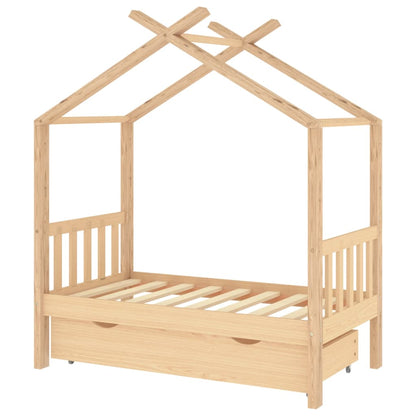 Children's bed with drawer solid pine 70x140 cm