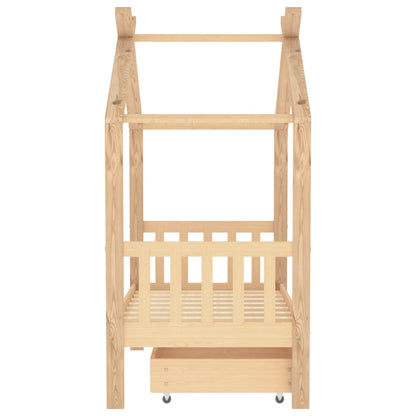 Children's bed with drawer solid pine 70x140 cm