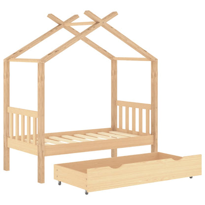 Children's bed with drawer solid pine 70x140 cm