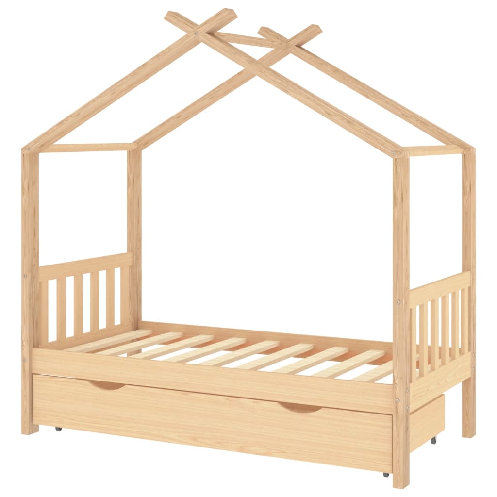 Children's bed with drawer solid pine 80x160 cm