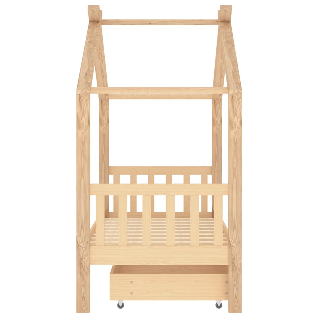 Children's bed with drawer solid pine 80x160 cm