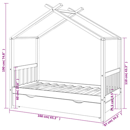 Children's bed with drawer solid pine 80x160 cm