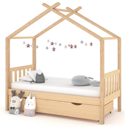 Children's bed with drawer solid pine 80x160 cm