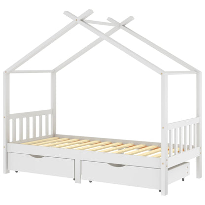 Children's bed with drawers white solid pine 90x200 cm